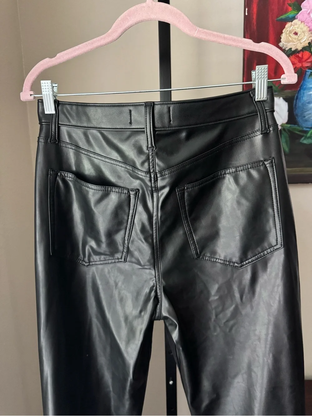 Abercrombie and fitch ultra high rise black Jeans with Faux Leather Trim - Picture 8 of 9